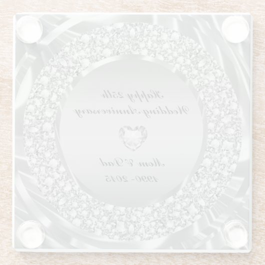 Encrusted diamonds en zilver 25e Jubileum Glazen Onderzetter (Achterkant)