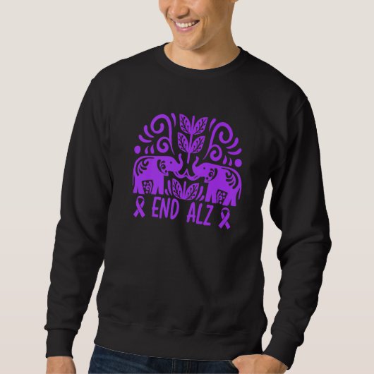 End Alz I Draag Paarse Alzheimer Elepha Trui (Voorkant)
