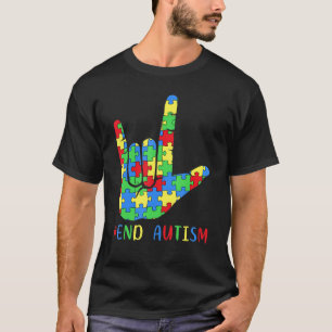 End-Autisme-bewustzijn bij vrouwen Asl Love Sign T-shirt