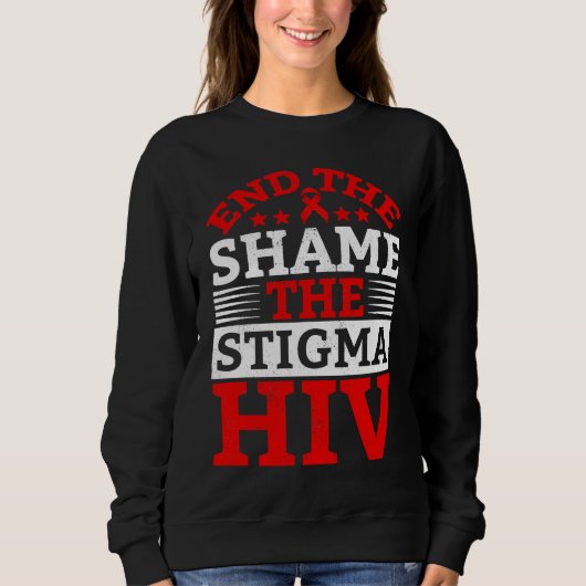 End HIV Shame Stigma Red Ribbon Awareness World AI Trui (Voorkant)