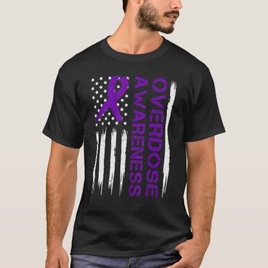 End Overdose Pruple Ribbon Opioid Overdose Awarene T-shirt (Voorkant)
