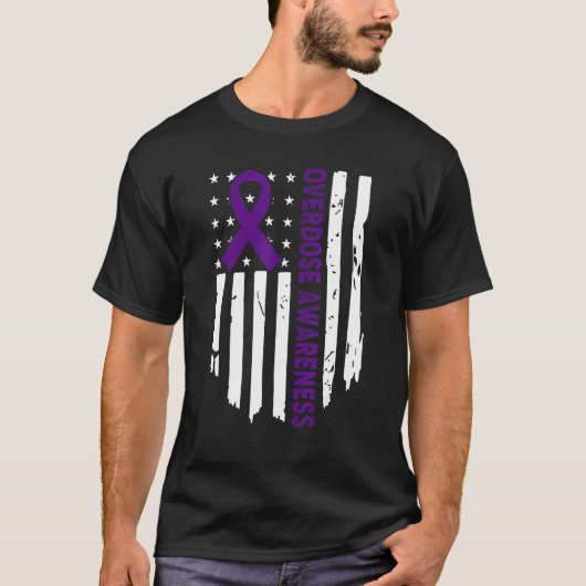 End Overdose Pruple Ribbon Opioid Overdose Awarene T-shirt (Voorkant)