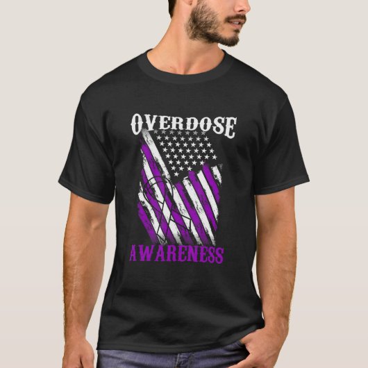 End Overdose Pruple Ribbon Opioid Overdose Awarene T-shirt (Voorkant)