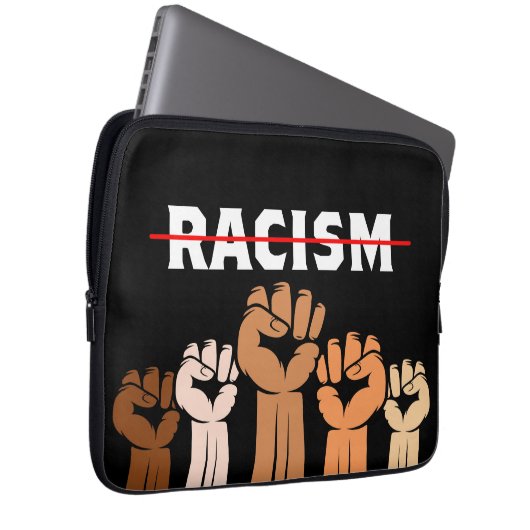 End Racisme Multi-Shade Fists Electronics Bag Laptop Sleeve (Voorkant Rechts)