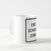 End School Zone Traffic Sign Koffiemok (Voorkant links)