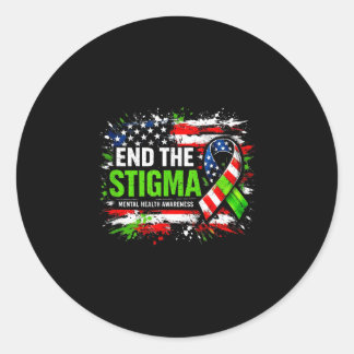 End the stigma mental health awareness usa flag ronde sticker