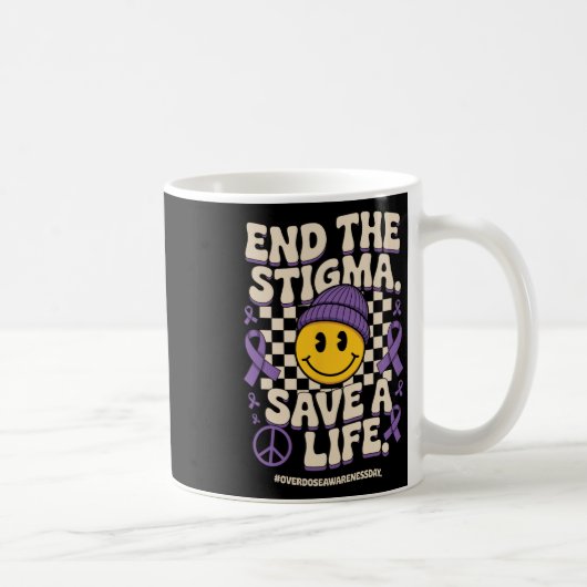 End The Stigma Save A Life Groovy Overdose Awarene Koffiemok (Rechts)