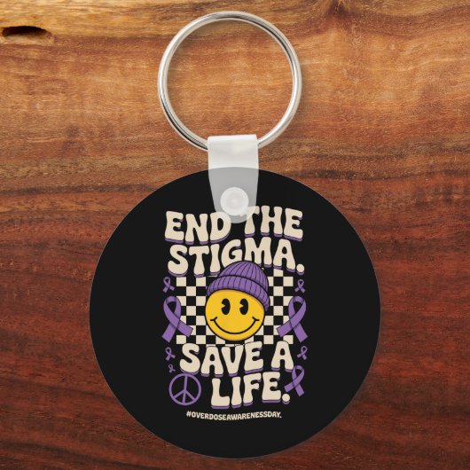 End The Stigma Save A Life Groovy Overdose Awarene Sleutelhanger (Voorkant)