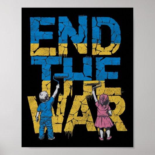 End The War Graffiti Children Support Zelensky Ukr Poster (Voorkant)