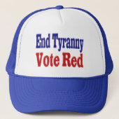 End Tyranny Stemming Rood met rode blauwe tekst Trucker Pet (Voorkant)