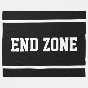 END ZONE Athletisch Zwart Witte Tekst Strepen Fleece Deken