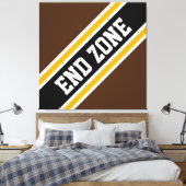 END ZONE Bold Athletic Brown Black Racing Stripes Canvas Afdruk (Insitu (Slaapkamer))