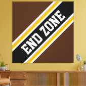END ZONE Bold Athletic Brown Black Racing Stripes Canvas Afdruk (Insitu (Woonkamer))
