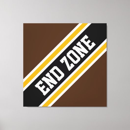 END ZONE Bold Athletic Brown Black Racing Stripes Canvas Afdruk (Voorkant)