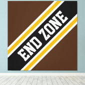 END ZONE Bold Athletic Brown Black Racing Stripes Canvas Afdruk (Insitu (Houten vloer))