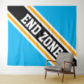 END ZONE Bold Bright Sky Blue Black Slant Stripes Wandkleed (In Situ (horizontaal))