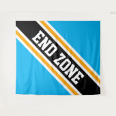 END ZONE Bold Bright Sky Blue Black Slant Stripes Wandkleed (Voorkant (horizontaal))