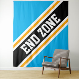 END ZONE Bold Bright Sky Blue Black Slant Stripes Wandkleed