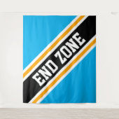 END ZONE Bold Bright Sky Blue Black Slant Stripes Wandkleed (Voorkant)