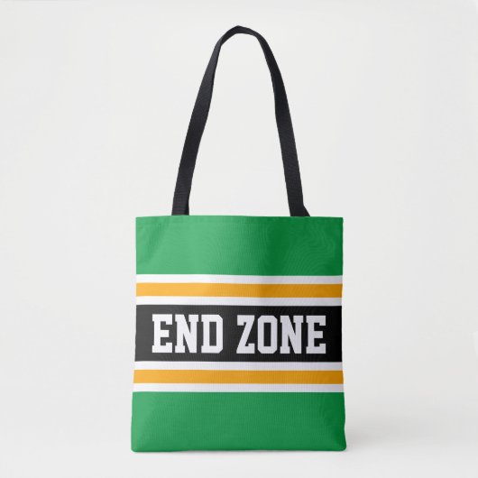 END ZONE Bold Helder Groen Geel Zwart Strepen Tote Bag (Voorkant)