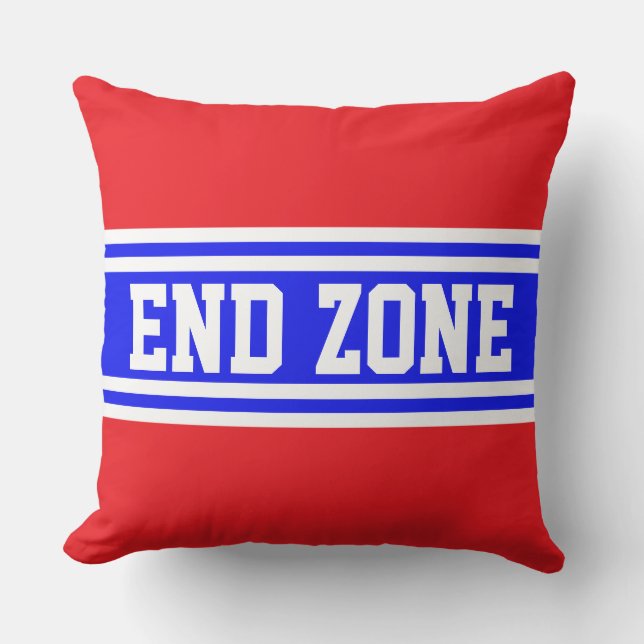 END ZONE Bright Red White Blue Racing Stripes Kussen (Voorkant)