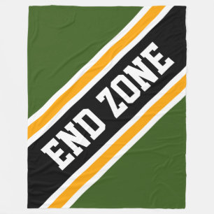 END ZONE Forest Green Yellow Black Racing Stripes Fleece Deken