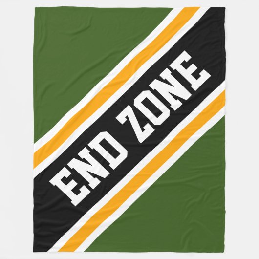 END ZONE Forest Green Yellow Black Racing Stripes Fleece Deken (Voorkant)