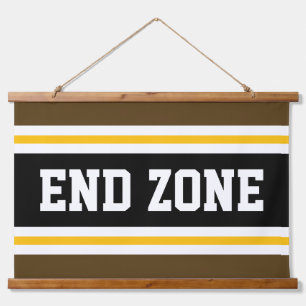 END ZONE Fun Athletic Bruin Geel Wit Strepen Hangend Wandkleed