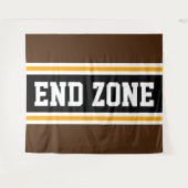 END ZONE Fun Athletic Bruin Zwart Geel Strepen Wandkleed (Voorkant (horizontaal))
