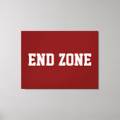 END ZONE Fun Athletic Football Text On Deep Red Canvas Afdruk (Voorkant)
