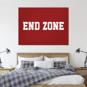 END ZONE Fun Athletic Football Text On Deep Red Canvas Afdruk (Insitu (Slaapkamer))