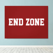 END ZONE Fun Athletic Football Text On Deep Red Canvas Afdruk (Insitu (Houten vloer))