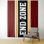 END ZONE Fun Bold Rood Wit Gele Strepen Wandkleed (In situ)
