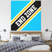 END ZONE Fun Bold Sky Blue Black Racing Stripes Canvas Afdruk (Insitu (Slaapkamer))
