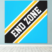 END ZONE Fun Bold Sky Blue Black Racing Stripes Canvas Afdruk (Insitu (Houten vloer))