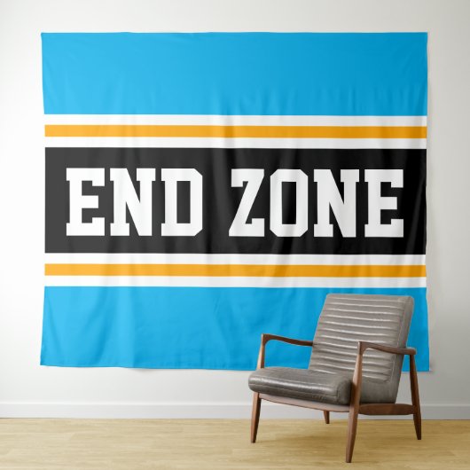 END ZONE Fun Bright Sky Blauw Zwart Geel Strepen Wandkleed (In Situ (horizontaal))
