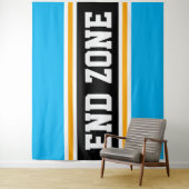 END ZONE Fun Bright Sky Blauw Zwart Geel Strepen Wandkleed (In situ)