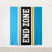 END ZONE Fun Bright Sky Blauw Zwart Geel Strepen Wandkleed (Voorkant)