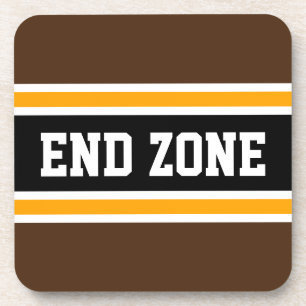 END ZONE Fun Bruin Geel Zwart Football Strepen Bier Onderzetter