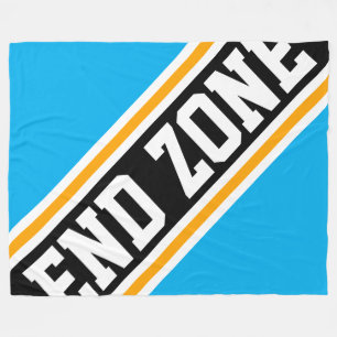 END ZONE Fun Cool Azure Blue Black Racing Stripes Fleece Deken