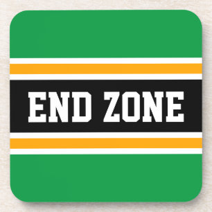 END ZONE Fun Groen Geel Zwart Sportieve Strepen Bier Onderzetter