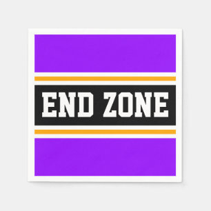 END ZONE Fun Heldere Paarse Zwart Gele Strepen Servet