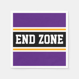 END ZONE Fun Royal Purple Zwart Gele Strepen Servet