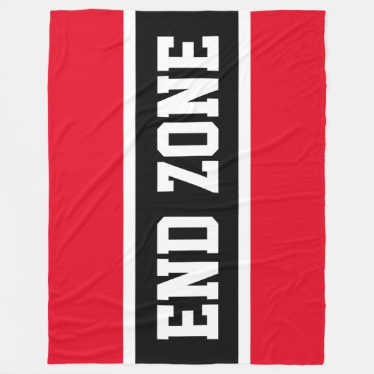 END ZONE Helder Rood Zwart Wit Atletische Strepen Fleece Deken (Voorkant)