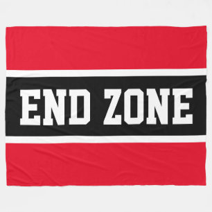 END ZONE Helder Rood Zwart Wit Atletische Strepen Fleece Deken