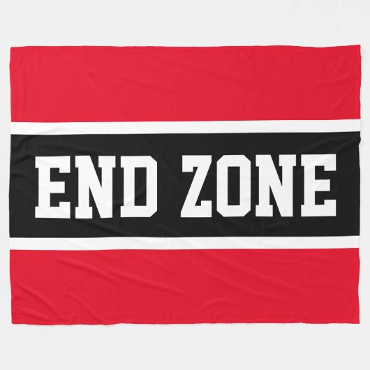 END ZONE Helder Rood Zwart Wit Atletische Strepen Fleece Deken (Voorkant (Horizontaal))