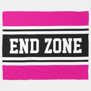 END ZONE Helder Roze Zwart Wit Football Strepen Fleece Deken