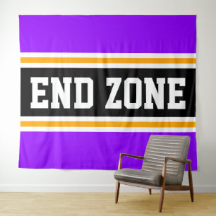END ZONE Heldere Paarse Zwart Geel Racing Stripes Wandkleed