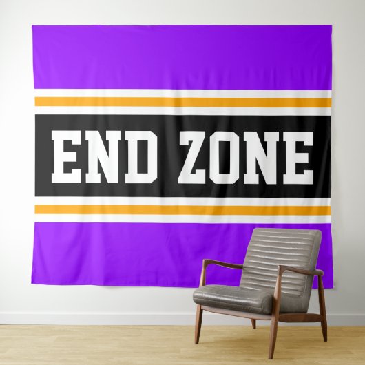 END ZONE Heldere Paarse Zwart Geel Racing Stripes Wandkleed (In Situ (horizontaal))