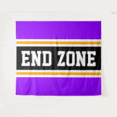 END ZONE Heldere Paarse Zwart Geel Racing Stripes Wandkleed (Voorkant (horizontaal))